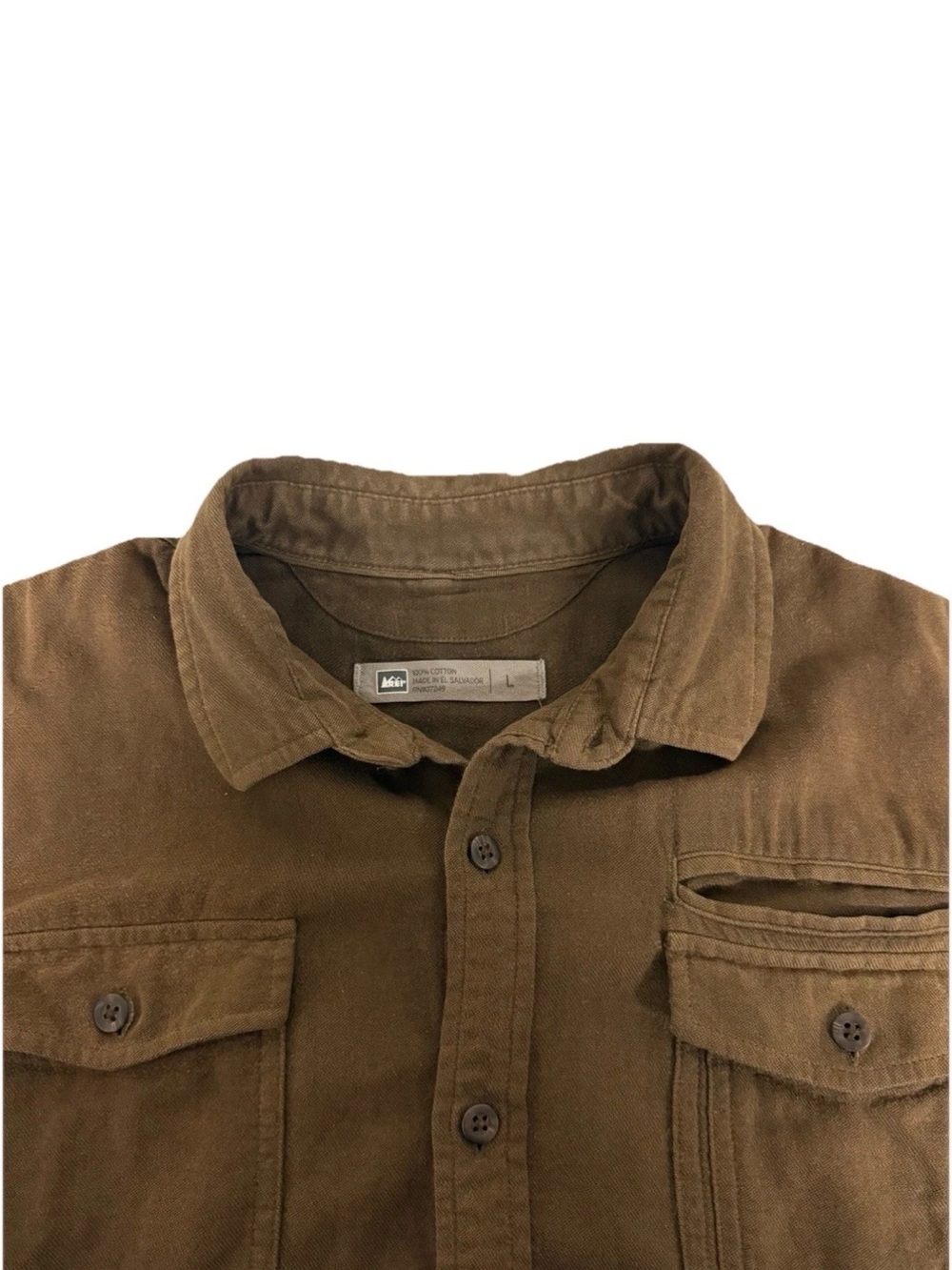 REI Men's Brown Button-Front Shirt Jacket with Chest Pockets
